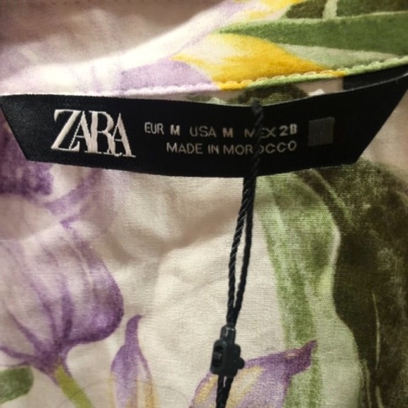 💚💜💛  ZARA Very Cute Floral Cotton Dress, M, NWT - Picture 4 of 10